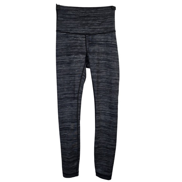 Lululemon Pants Womens 2 Black White‎ Wunder Under High Rise Leggings Yoga - Picture 1 of 5
